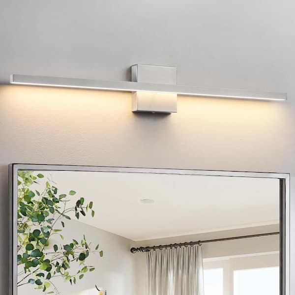 KAISITE 32 in. 1-Light Brushed Nickel LED Vanity Light Bar Dimmable Bathroom Light Modern Wall Sconce with 3500K Warm Light