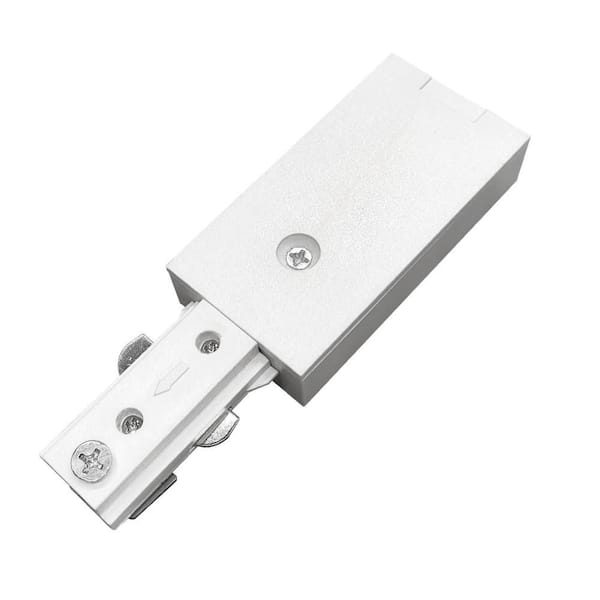 White H Track Single Circuit Live End Power Feed Track Lighting Connector