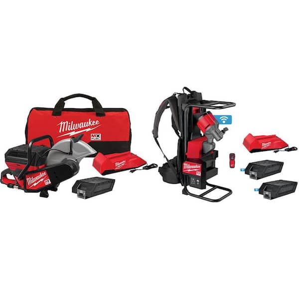 Milwaukee MX FUEL Lithium-Ion Cordless 14 in. Cut Off Saw Kit and MX FUEL  Backpack Concrete Vibrator Kit MXF314-2XC-MXF371-2XC The Home Depot