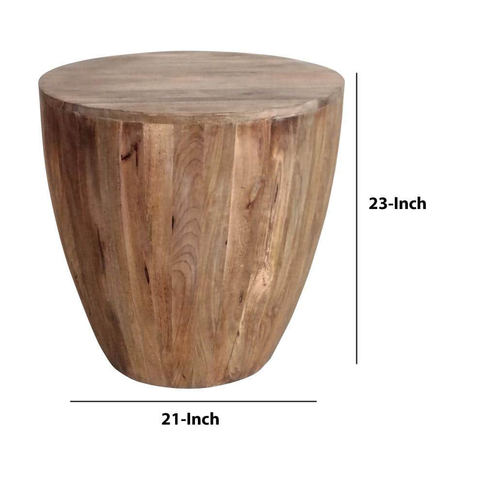 Rustic Raw Brown Mango Wood Round Side Table