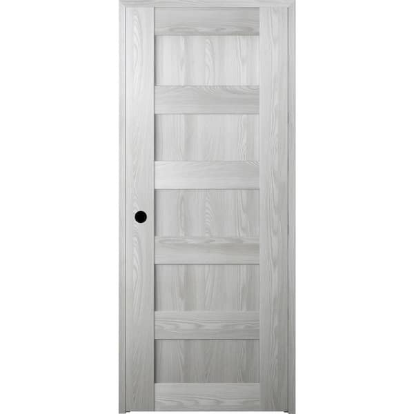 Unbranded 28 in. x 80 in. Vona Left-Handed Solid Core Ribeira Ash Textured Wood Single Prehung Interior Door