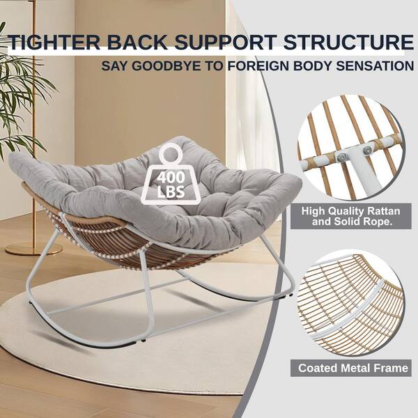 Tenleaf Rattan Rope White Frame 42 in. W Metal Outdoor