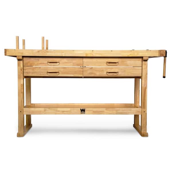 WEN 60 by 20 in. Heavy-Duty Rubberwood Workbench with 4 Drawers