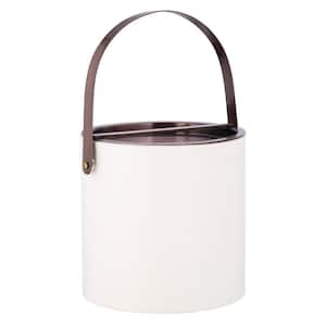Barcelona 3 qt. White Ice Bucket with Oil Rubbed Bronze Arch Handle and Bridge Cover