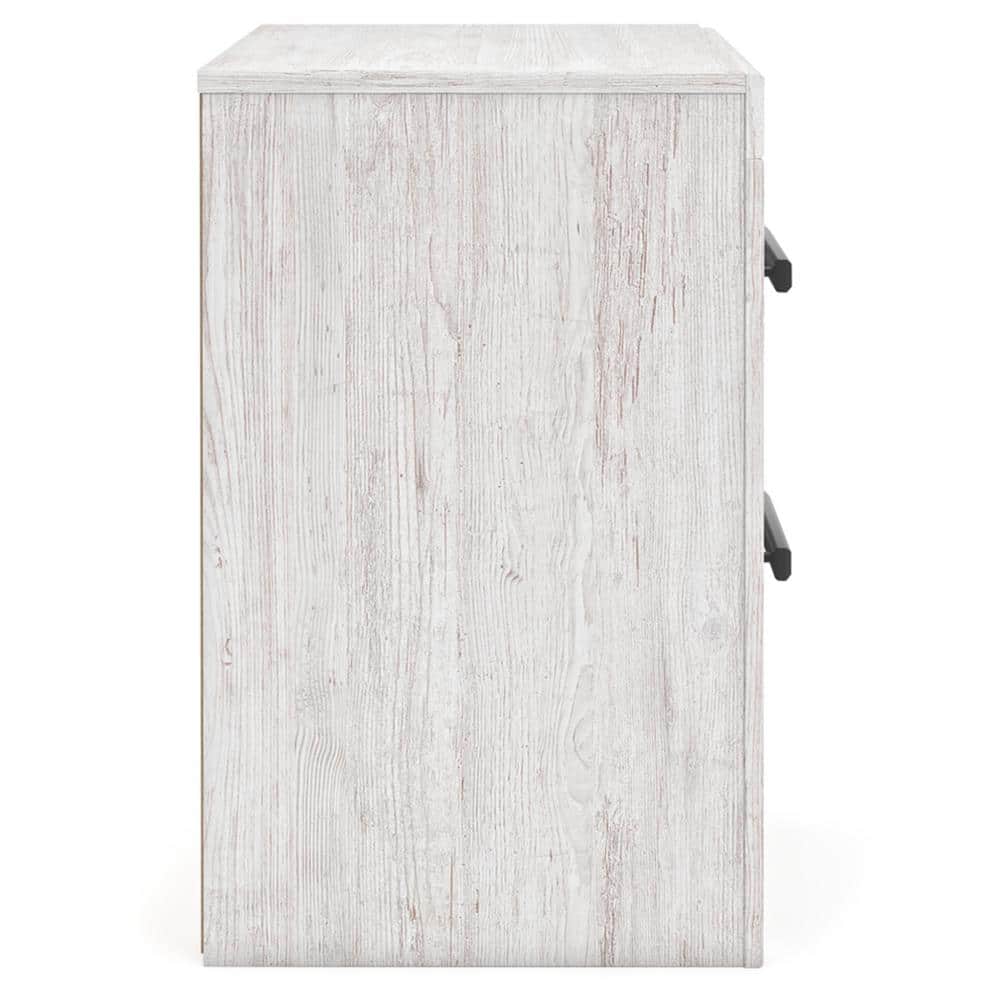 Whitewash Transitional 2-Drawer Nightstand