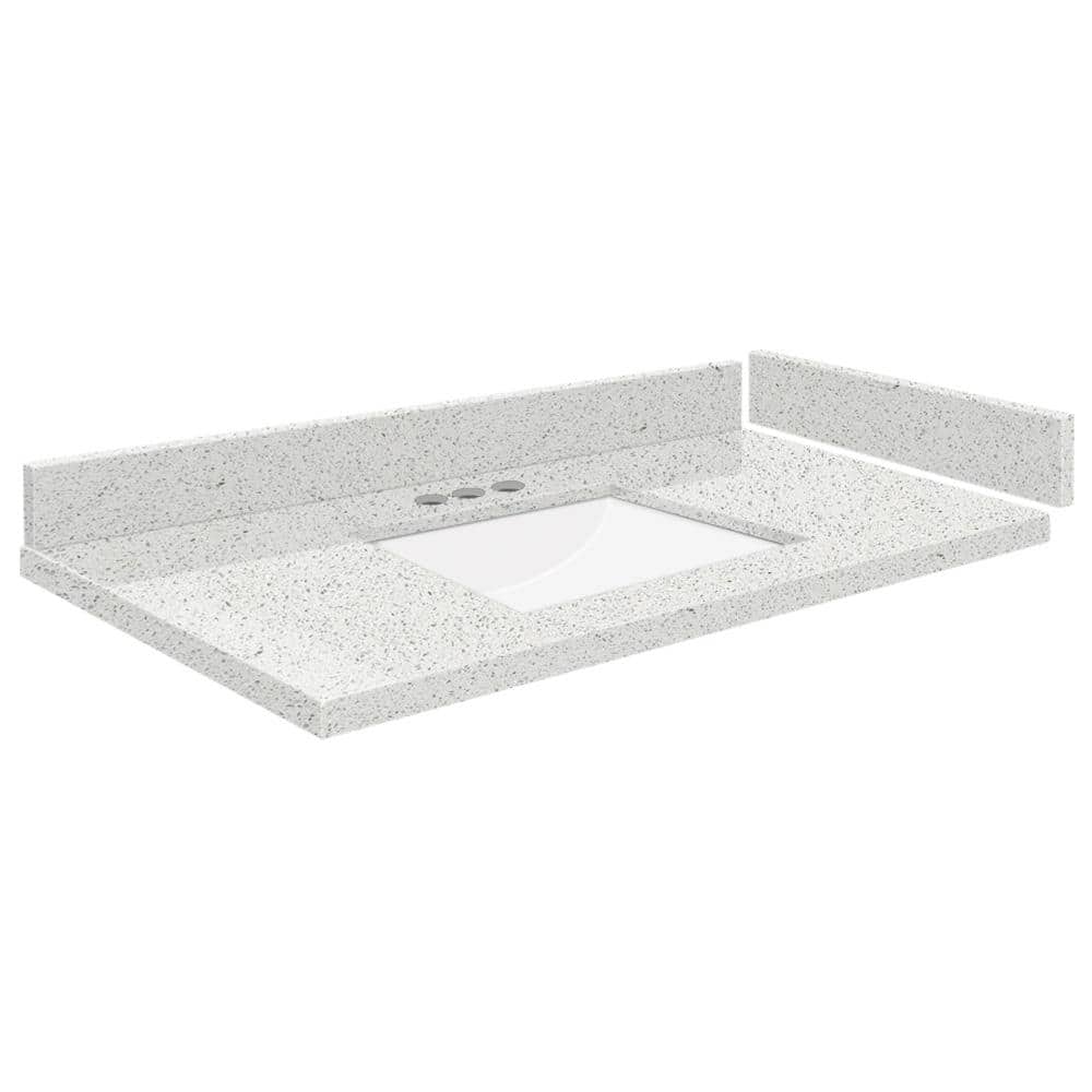 Silestone 34 in. W x 22.25 in. D Quartz White Rectangular Single Sink Vanity Top in Stellar Snow price history on PriceWatchPro