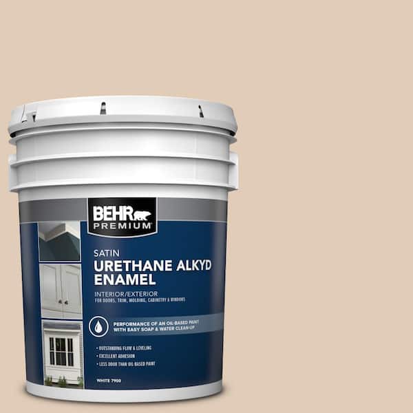 BEHR PREMIUM 5 gal. #S240-2 Rice Crackers Urethane Alkyd Satin Enamel Interior/Exterior Paint