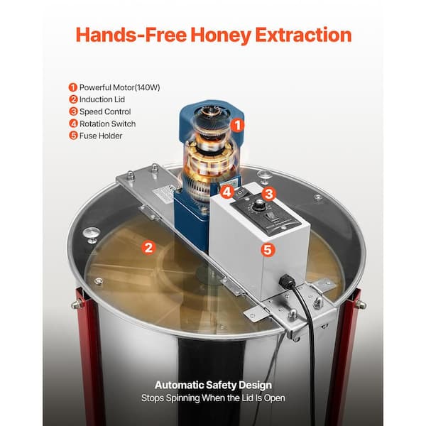 VEVOR Powered Honey Harvester, 6-Frame Honey Rotator featuring