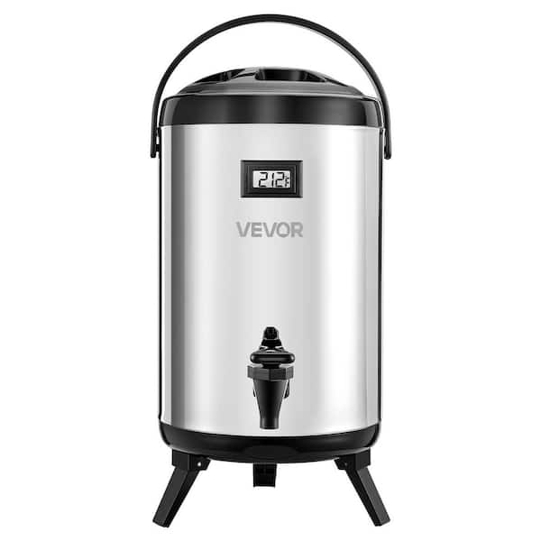 Insulated Beverage Dispenser 2 gal. /7.6 L Silver Stainless Steel Thermal Drink Server Suitable for Tea Water in Cafes
