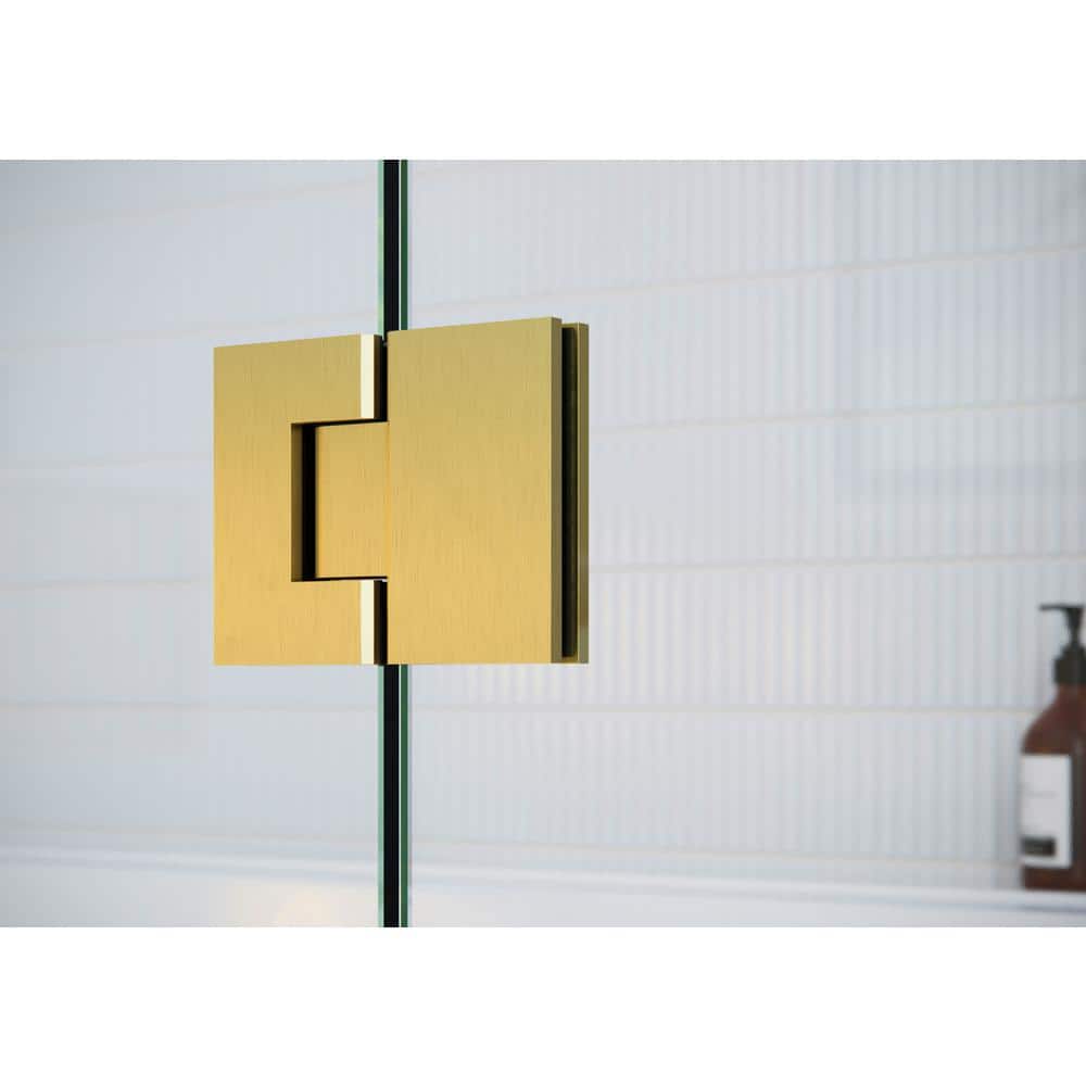 Halo 51" x 58" Frameless Glass Bathtub Shower Door with Brass Hinges