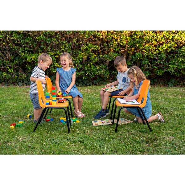 HDX Orange & Black Kids Stacking Chair (Set of 4) THD-12INKSC-OGBK