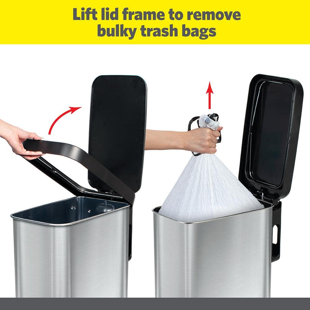 Slim Stainless Steel 12 Gallon Step-On Trash Can
