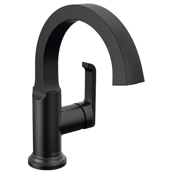 Delta Tetra Single-Handle Single Hole Bathroom Faucet Drain Kit Included in Matte Black