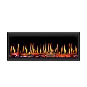 Tempo Series 52 in. Wall Mounted Virtual Electric Fireplace in Black Matte