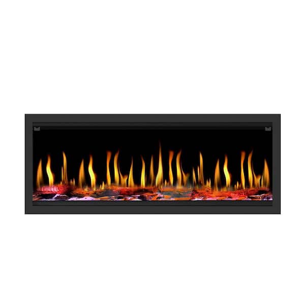 Tempo Series 52 in. Wall Mounted Virtual Electric Fireplace in Black Matte