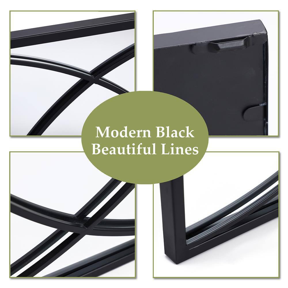 LuxenHome 3-Piece Black Metal Rectangular Wall Mirror Set
