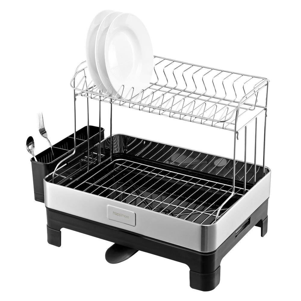 Stainless Steel 2-Tier Dish Drying Rack with Utensil Cup