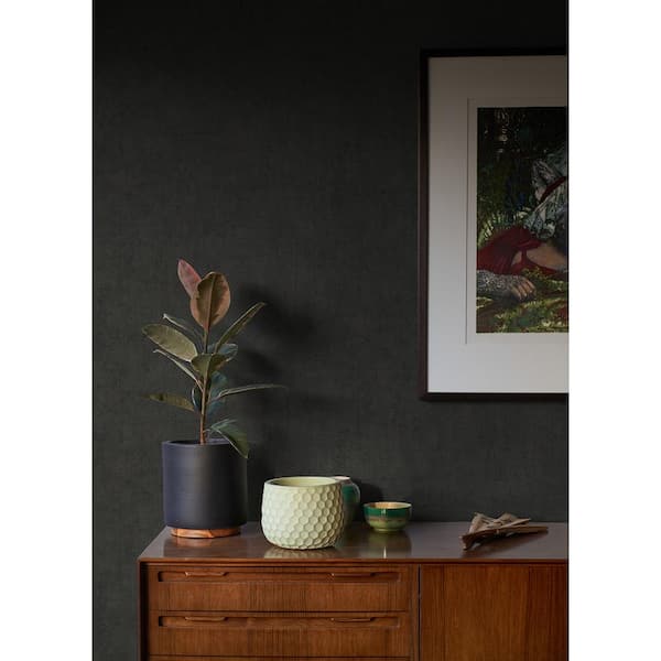 Carrero Black Plaster Texture Non-Pasted Vinyl Wallpaper