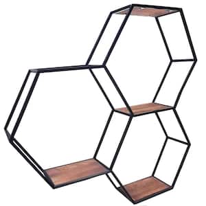 Admired By Nature 3-Tier Floating Shelves Wall Mount Display Shelf, Honeycomb