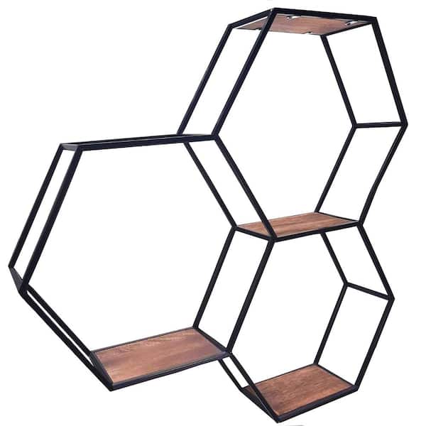 Admired By Nature Admired By Nature 3-Tier Floating Shelves Wall Mount Display Shelf, Honeycomb