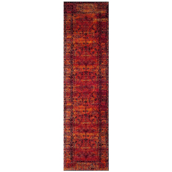 Vintage Hamadan Orange 2 ft. x 12 ft. Distressed Medallion Runner Rug
