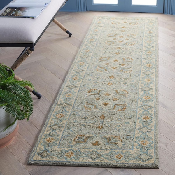 Heritage 2 ft. x 7 ft. Green/Ivory Traditional Floral Runner Rug