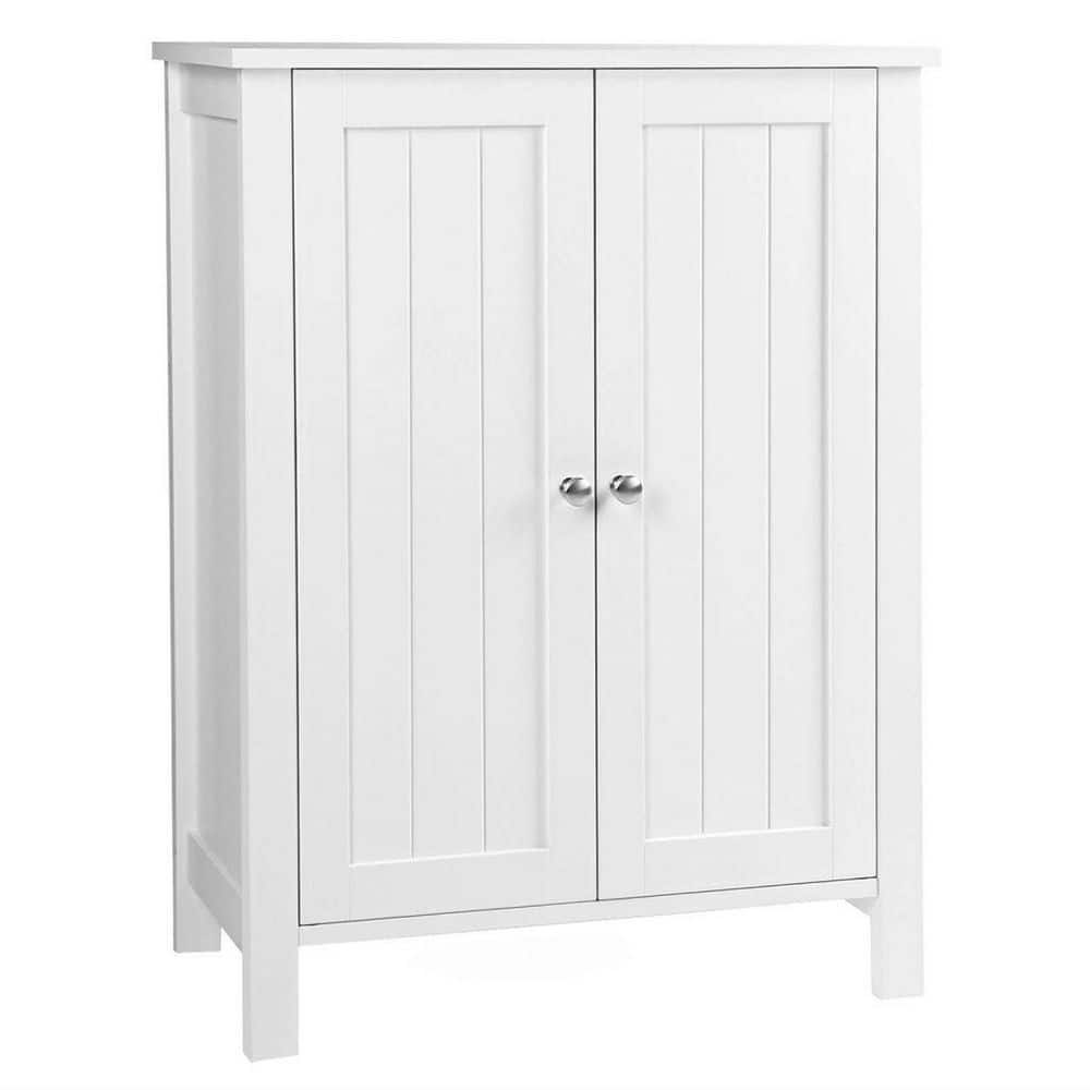 Dracelo 23.5 in. W x 14 in. D x 34.5 in. H White Wood Bathroom Floor