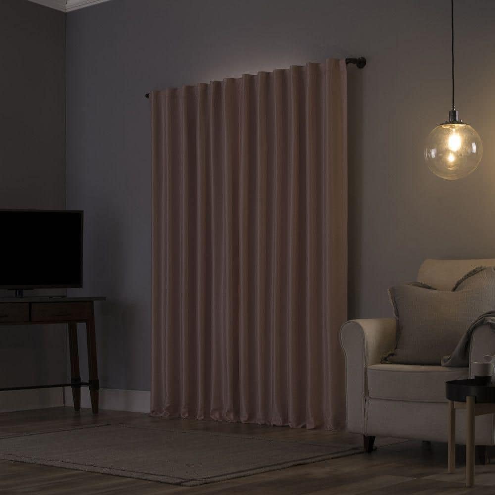 Blush Pink Faux Dupioni Silk Blackout Curtain Panel