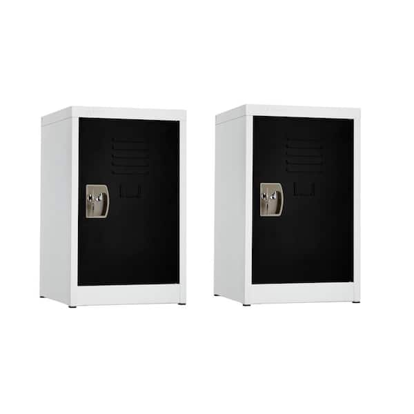 24 in. H Single Tier Steel Key Lock 2-Shelf Storage Lock 2-Shelfer Free Standing Cabinets in Black (2-Pack)