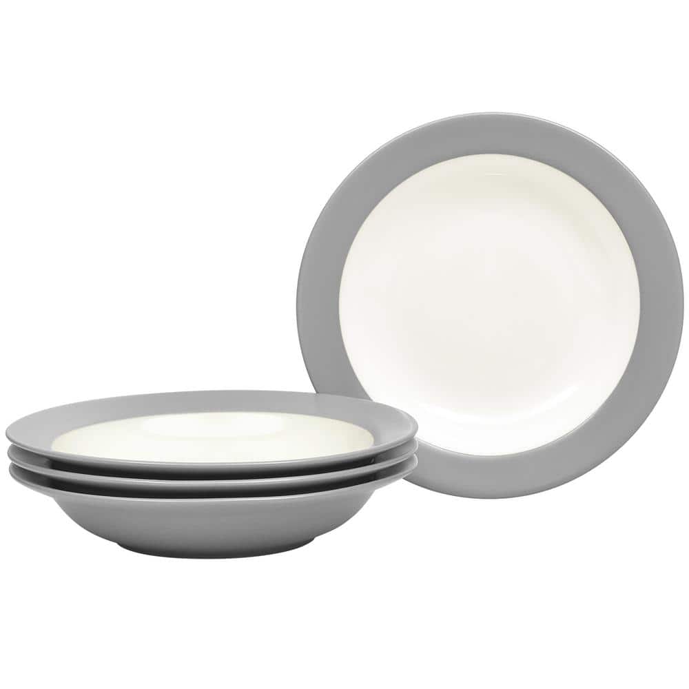 Noritake Colorwave 81/2 in. 20 fl. oz. Slate Gray Stoneware Pasta Bowl/Rim Soup Bowl (Set of 4