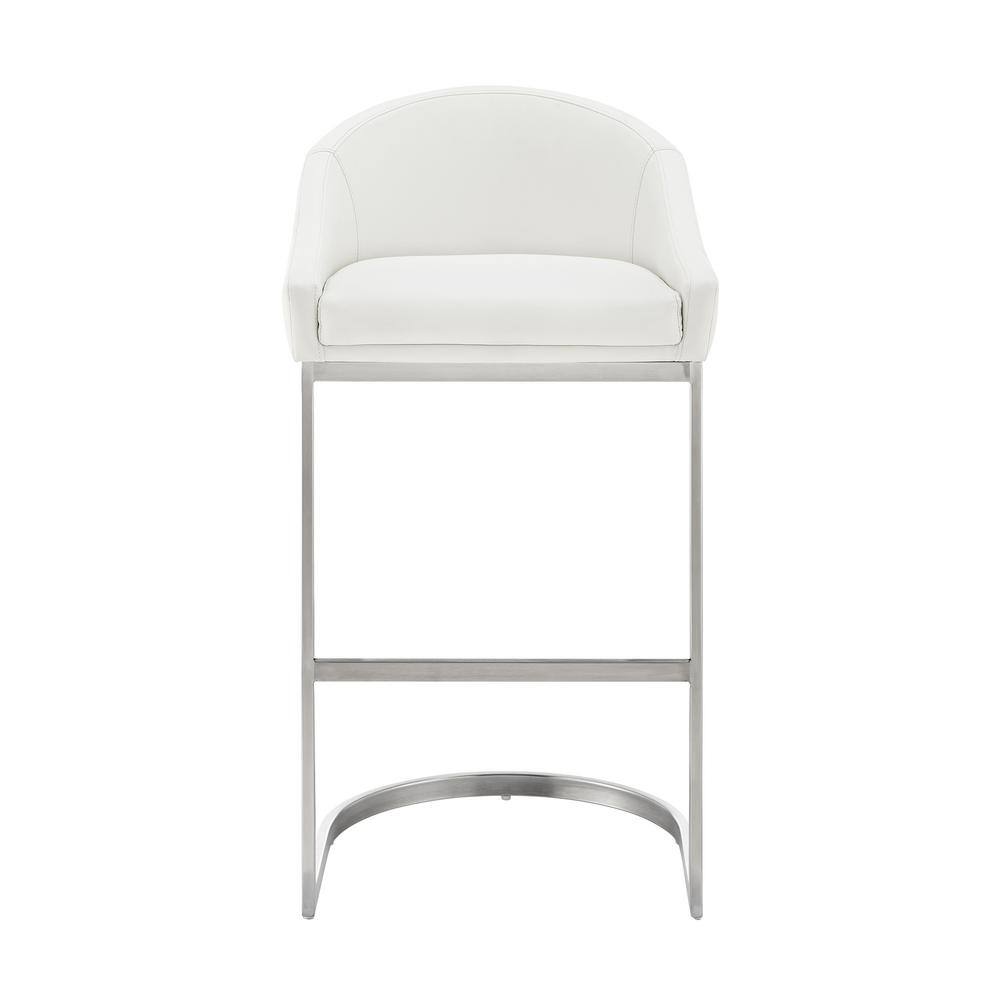 Katherine 30" White Faux Leather Metal Bar Stool