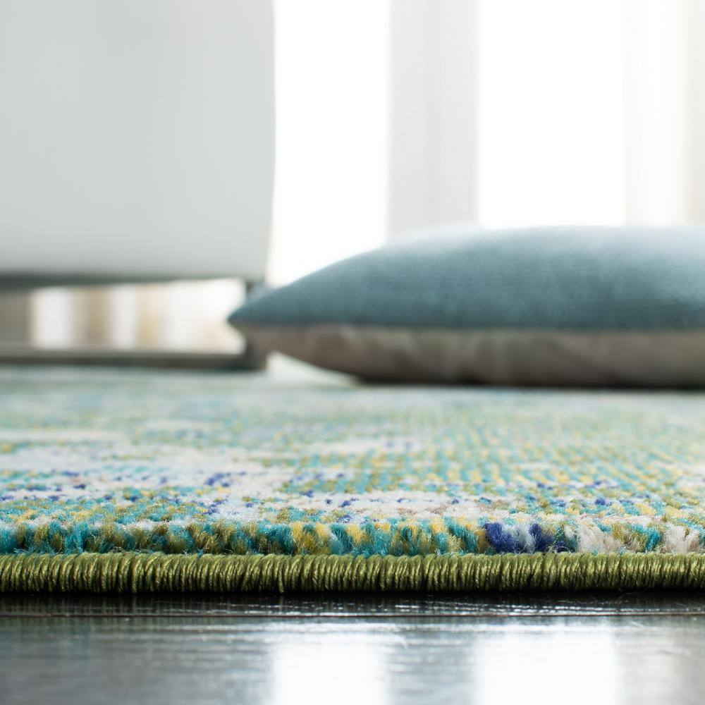 Green and Turquoise Abstract 8' x 10' Synthetic Area Rug