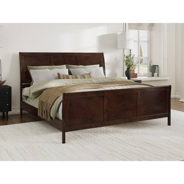 AFI Valencia Walnut Brown Solid Wood Frame King Low Profile Sleigh