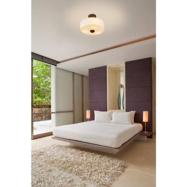 Arlington 14.75" Bronze Semi-Flush Mount with Matte Opal Glass Shade