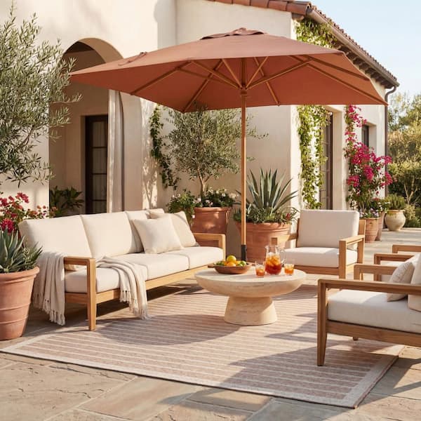 Lorenae Bohemian Natural 7 ft. x 9 ft. Outdoor Area Rug