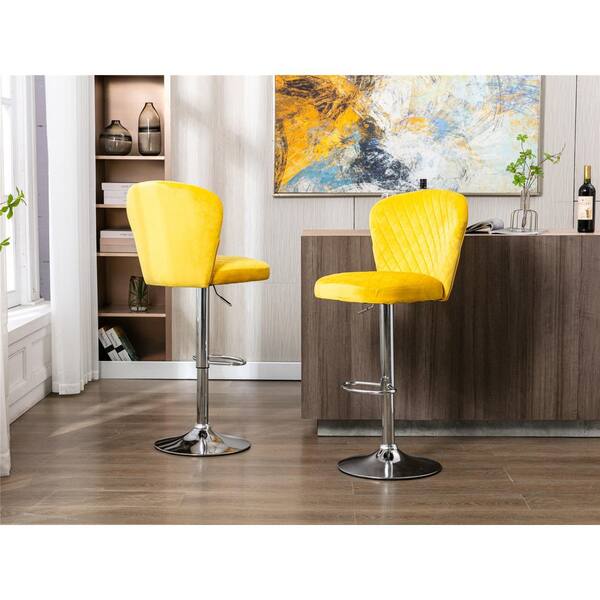 yellow leather bar stool