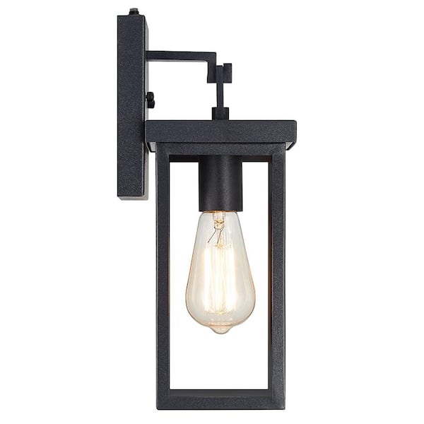 KAWOTI 1-Light Black Hardwired Outdoor Dusk to Dawn Hardwired Wall Lantern Sconce