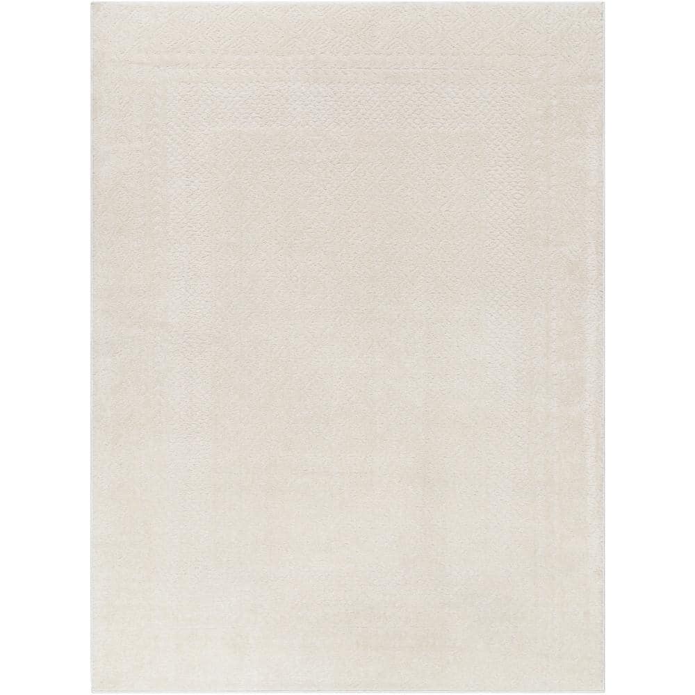 Freud FEU-2321 Cream Contemporary Global Border 7ft x 9ft  Area Rug