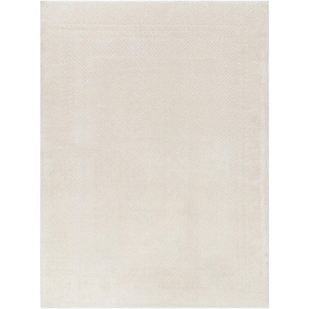 Freud Cream 5 ft. x 7 ft. Border Indoor Area Rug