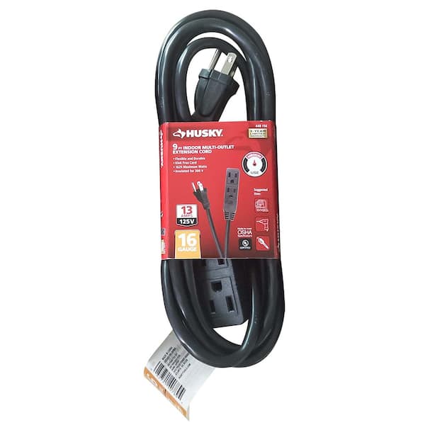 Husky 9 ft. 16/3 Medium Duty Indoor/Outdoor Multi-Outlet Extension