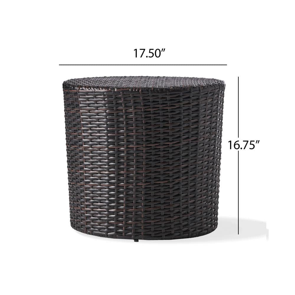 Keaton Multi-Brown Wicker Barrel Outdoor Side Table