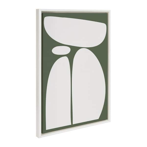 Kate and Laurel Sylvie Balancing Zen Rocks Dark Green by The Creative Bunch Studio Framed Art Print 23 in. x 33 in.