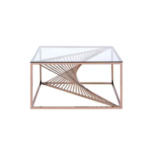 Tralen Brushed Copper and Clear Glass Coffee Table