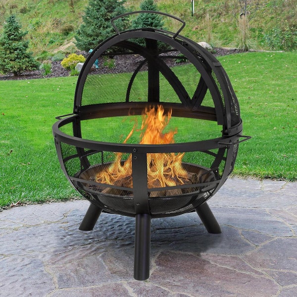35 In H Outdoor Steel Black Fire Pit, Outdoor Fire Pit Under 50