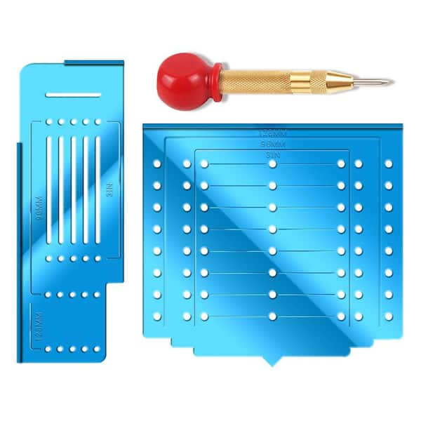 Cabinet Hardware Template with Center Punch, Cabinet Handle Template Tool for Handles, Knobs, Pulls