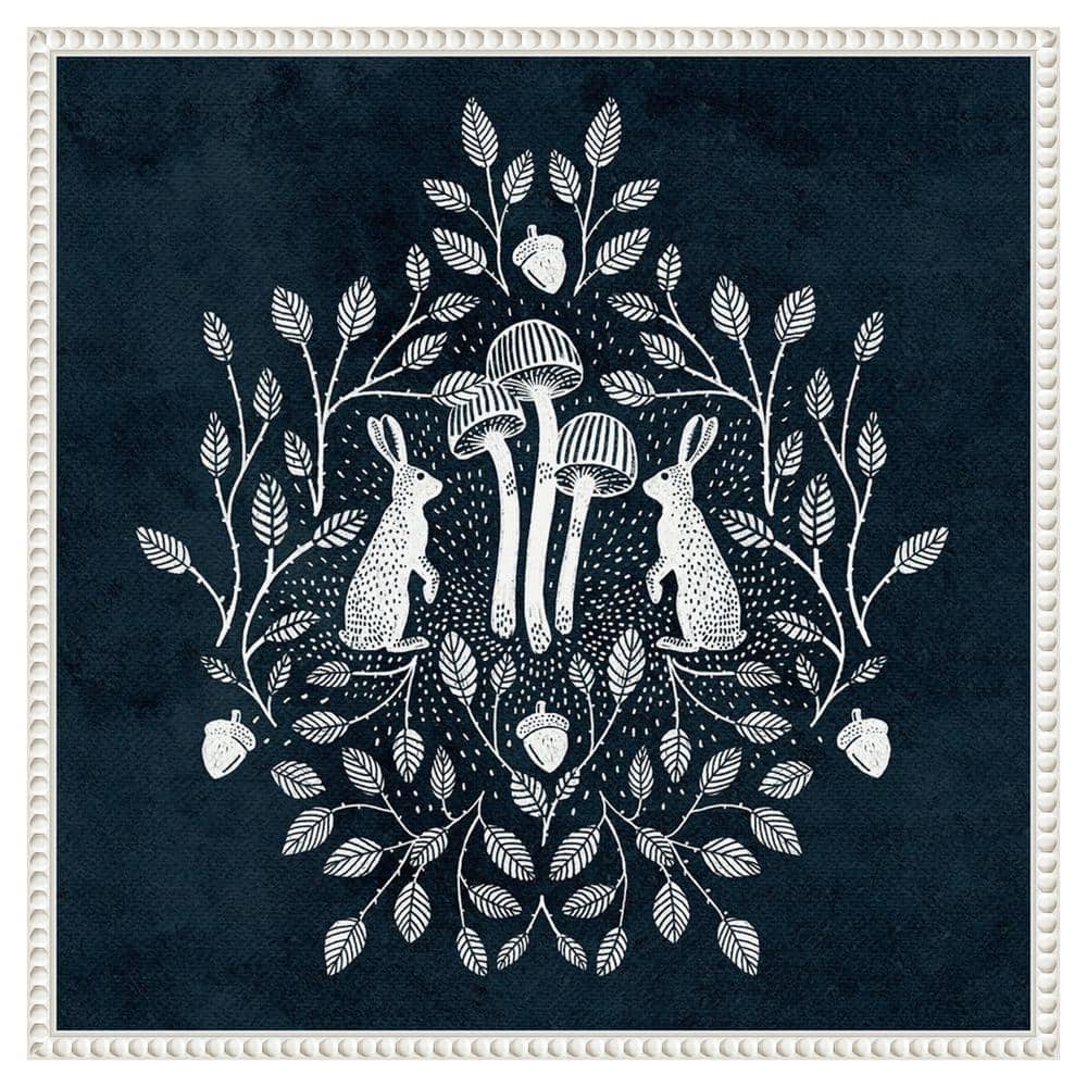 Rabbits and Mushrooms V by Katie Oshea 22 in. W x 22 in. H. Canvas Wall Art Print Framed in White price history on PriceWatchPro