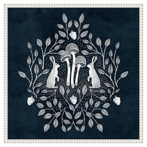 Amanti Art Rabbits and Mushrooms V by Katie Oshea 22-in. W x 22-in. H. Canvas Wall Art Print Framed in White