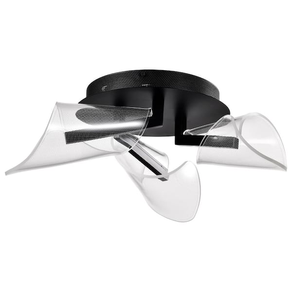 Sedona 22 in. 90-Watt Modern Matte Black Integrated LED Flush Mount with Silk Screened Acrylic Shade