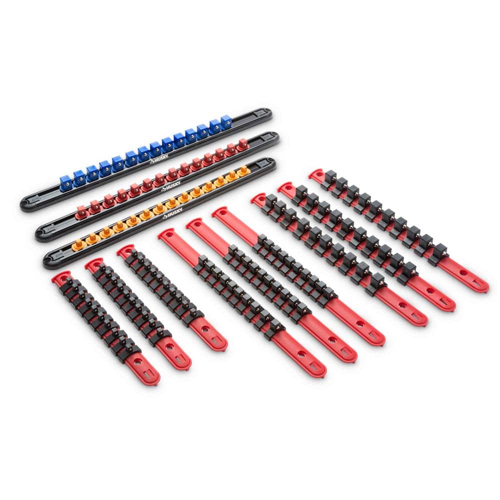 Husky 1/4 in. 3/8 in. and 1/2 in. Drive Socket Rail Set (12-Pieces) -  HSTORAGE12BAS