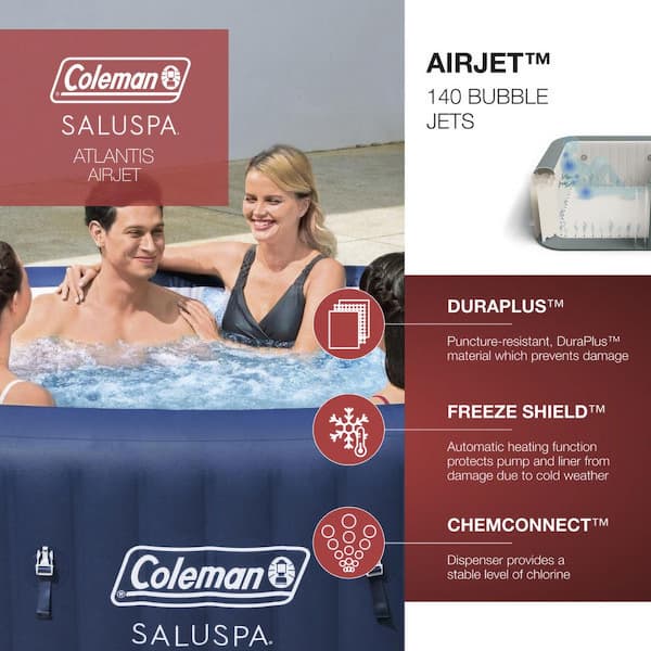 Atlantis 6-Person Hot Tub with 2 Bestway Spa Seat and 2 Headrest Pillows